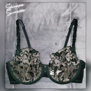 Wacoal Dramatic Interlude Underwire Lace Bra 34D Green Scarab (SAMPLE EDITION)